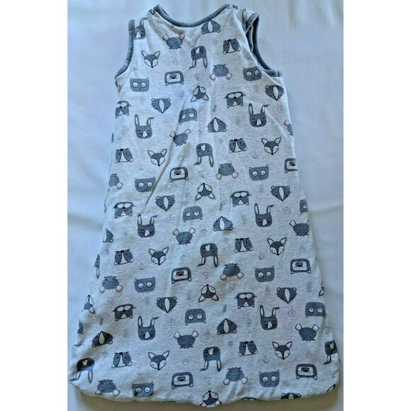 First Wish Baby Sleeping Bag Gray Animals Puffed Cotton Shell Zip Up Size 6-18 M - Picture 2 of 6